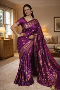 SKU1520 : Semi Silk Jamdani Saree | Traditional Handwoven Elegant Festive & Ethnic Wear - Dry Clean, Yes
