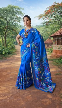 SKU1356 : Bangalore Silk Regular Kantha Stitch - Dry Wash, Yes