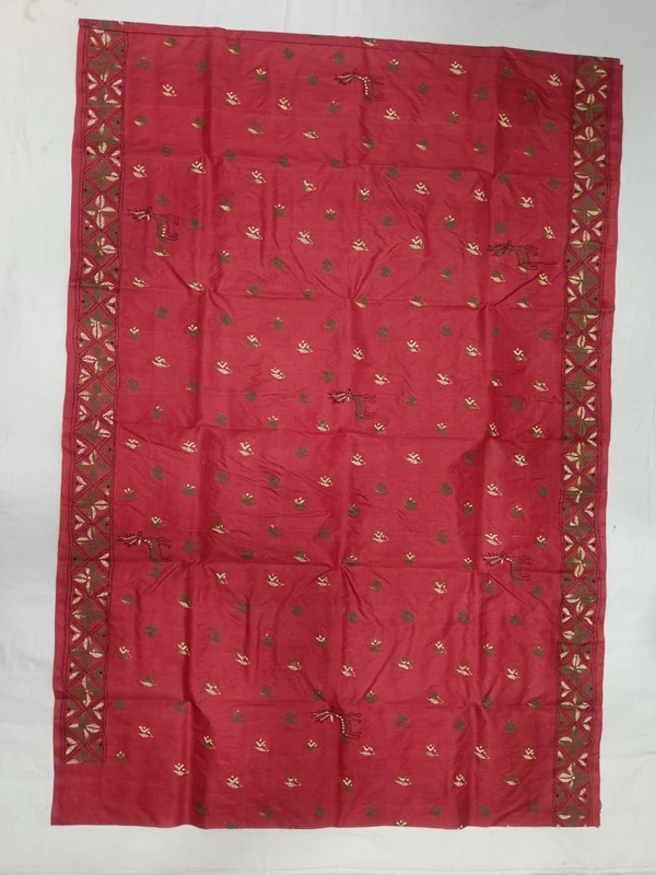  SKU0890 : Pure Silk Kantha Stitch Saree – Handcrafted Bengal - Kantha Stitch, Dry Clean Only, Yes