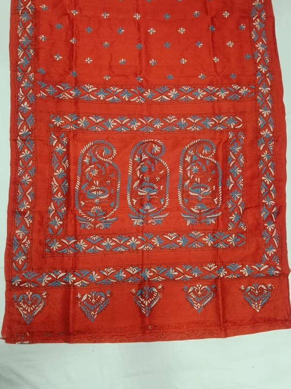 SKU0898 : Pure Silk Kantha Stitch Saree – Handcrafted Bengal - Kantha Stitch, Dry Clean Only, Yes