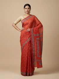 SKU0898 : Pure Silk Kantha Stitch Saree – Handcrafted Bengal - Kantha Stitch, Dry Clean Only, Yes
