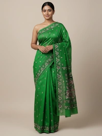 SKU0901 : Pure Silk Kantha Stitch Saree – Handcrafted Bengal - Kantha Stitch, Dry Clean Only, Yes