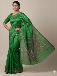 SKU0901 : Pure Silk Kantha Stitch Saree – Handcrafted Bengal - Kantha Stitch, Dry Clean Only, Yes