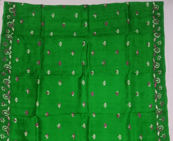 SKU0901 : Pure Silk Kantha Stitch Saree – Handcrafted Bengal - Kantha Stitch, Dry Clean Only, Yes