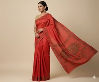 SKU0903 : Pure Silk Kantha Stitch Saree – Handcrafted Bengal - Kantha Stitch, Dry Clean Only, Yes