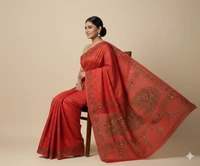 SKU0903 : Pure Silk Kantha Stitch Saree – Handcrafted Bengal - Kantha Stitch, Dry Clean Only, Yes