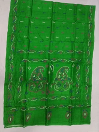 SKU0904 : Pure Silk Kantha Stitch Saree – Handcrafted Bengal - Kantha Stitch, Dry Clean Only, Yes