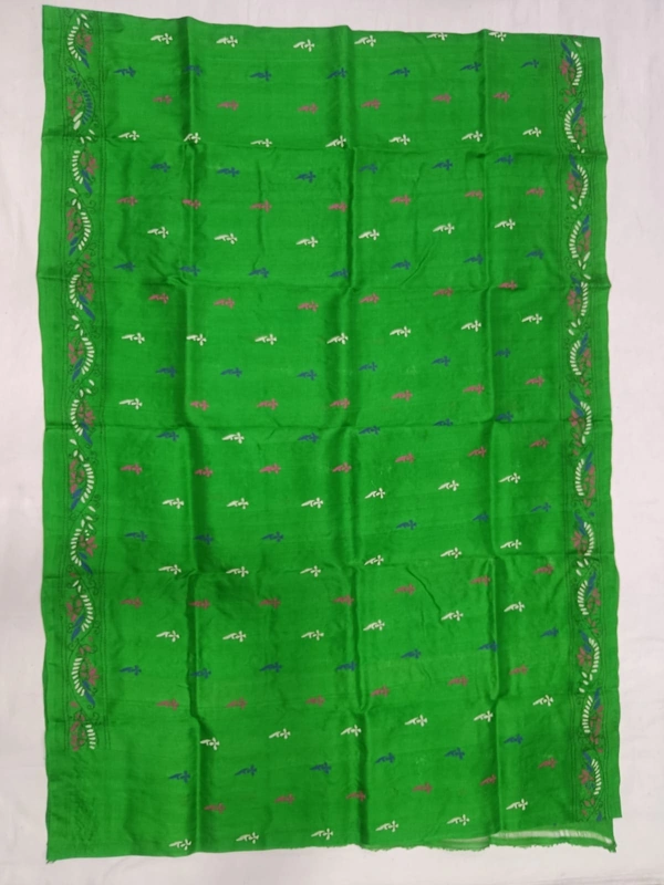 SKU0904 : Pure Silk Kantha Stitch Saree – Handcrafted Bengal - Kantha Stitch, Dry Clean Only, Yes