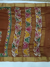 SKU0907 : Pure Chanderi Silk – Hand Batik Bengal Traditional  - Dry Clean Only, Yes