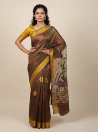 SKU0909 : Pure  Chanderi Silk – Hand Batik Bengal Traditional  - Dry Clean Only, Yes