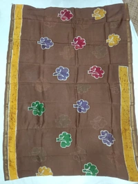 SKU0909 : Pure  Chanderi Silk – Hand Batik Bengal Traditional  - Dry Clean Only, Yes