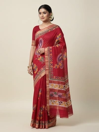 SKU0910 : Pure Chanderi Silk – Hand Batik Bengal Traditional - Dry Clean Only, Yes