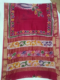 SKU0910 : Pure Chanderi Silk – Hand Batik Bengal Traditional - Dry Clean Only, Yes