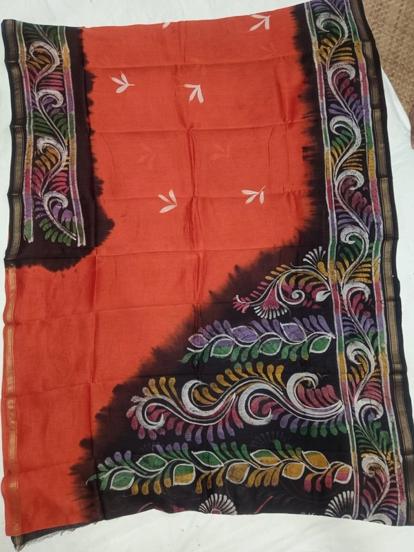 SKU0911 : Pure Chanderi Silk – Hand Batik Bengal Traditional - Dry Clean Only, Yes