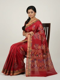 SKU0912 : Pure Chanderi Silk – Hand Batik Bengal Traditional - Dry Clean Only, Yes