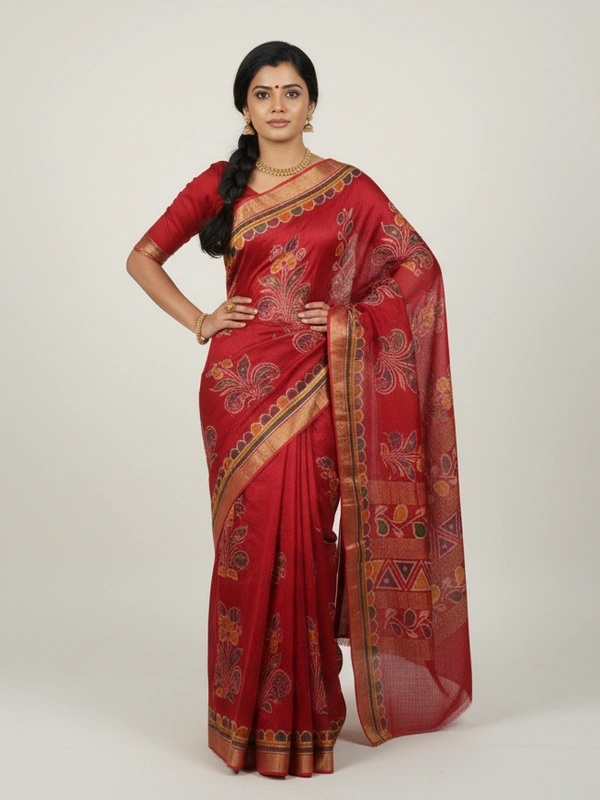 SKU0912 : Pure Chanderi Silk – Hand Batik Bengal Traditional - Dry Clean Only, Yes