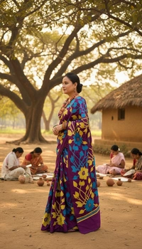 SKU1364 : Bangalore Silk Regular Kantha Stitch - Dry Wash, Yes