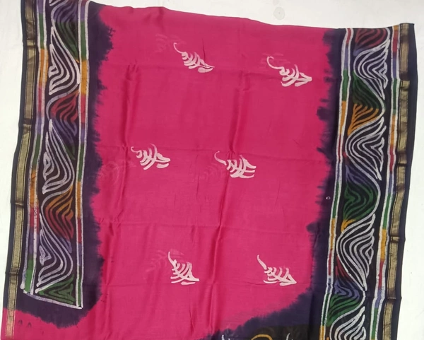 SKU0913 : Pure  Chanderi Silk – Hand Batik Bengal Traditional - Dry Clean Only, Yes