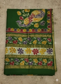 SKU0914 : Pure  Chanderi Silk – Hand Batik Bengal Traditional - Dry Clean Only, Yes