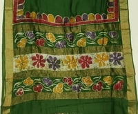 SKU0914 : Pure  Chanderi Silk – Hand Batik Bengal Traditional - Dry Clean Only, Yes