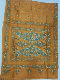 SKU0892 : Pure Silk Kantha Stitch Saree – Handcrafted Bengal - Kantha Stitch, Dry Clean Only, Yes