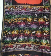 SKU0915 : Pure  Chanderi Silk – Hand Batik Bengal Traditional - Dry Clean Only, Yes