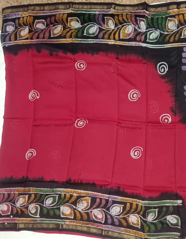 SKU0916 : Pure Chanderi Silk – Hand Batik Bengal Traditional - Dry Clean Only, Yes