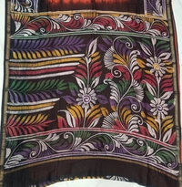 SKU0919 : Pure  Chanderi Silk – Hand Batik Bengal Traditional - Dry Clean Only, Yes