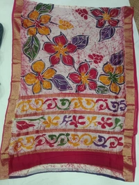 SKU0959 : Pure Chanderi Silk – Hand Batik Bengal Traditional - Dry Clean Only, Yes