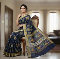 SKU0920 : Pure Chanderi Silk – Hand Batik Bengal Traditional - Dry Clean Only, Yes