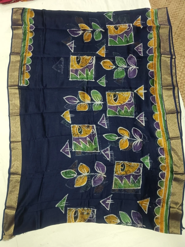 SKU0920 : Pure Chanderi Silk – Hand Batik Bengal Traditional - Dry Clean Only, Yes