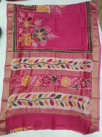 SKU0921 : Pure Chanderi Silk – Hand Batik Bengal Traditional - Dry Clean Only, Yes