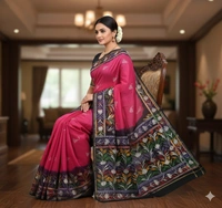 SKU0922 : Pure Chanderi Silk – Hand Batik Bengal Traditional - Dry Clean Only, Yes