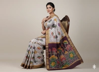 SKU0923 : Pure Chanderi Silk – Hand Batik Bengal Traditional - Dry Clean Only, Yes