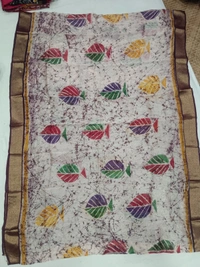 SKU0923 : Pure Chanderi Silk – Hand Batik Bengal Traditional - Dry Clean Only, Yes