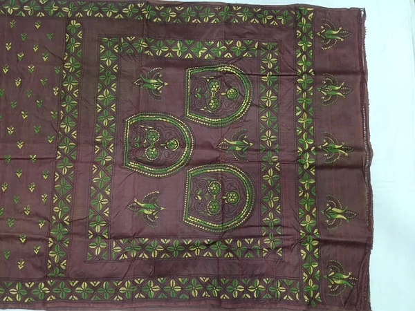 SKU0893 : Pure Silk Kantha Stitch Saree – Handcrafted Bengal - Kantha Stitch, Dry Clean Only, Yes