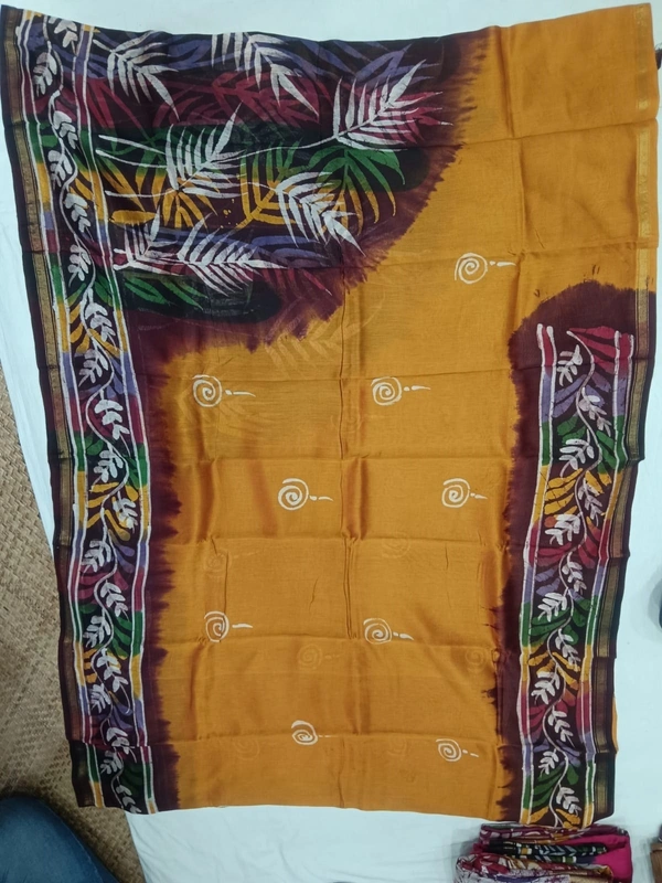 SKU0924 : Pure Chanderi Silk – Hand Batik Bengal Traditional - Dry Clean Only, Yes