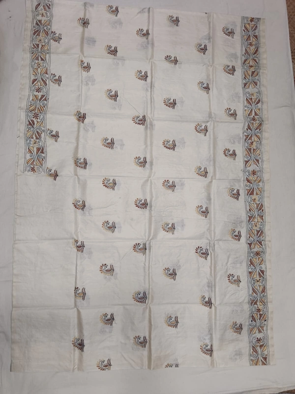 SKU0934 : Elegant Pure Tussar Saree – Handwoven | Kantha Stitch - Kantha Stitch, Dry Clean Only, Yes