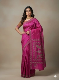 SKU0935 : Elegant Pure Silk Saree – Handwoven | Kantha Stitch - Kantha Stitch, Dry Clean Only, Yes