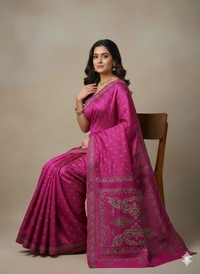 SKU0935 : Elegant Pure Silk Saree – Handwoven | Kantha Stitch - Kantha Stitch, Dry Clean Only, Yes