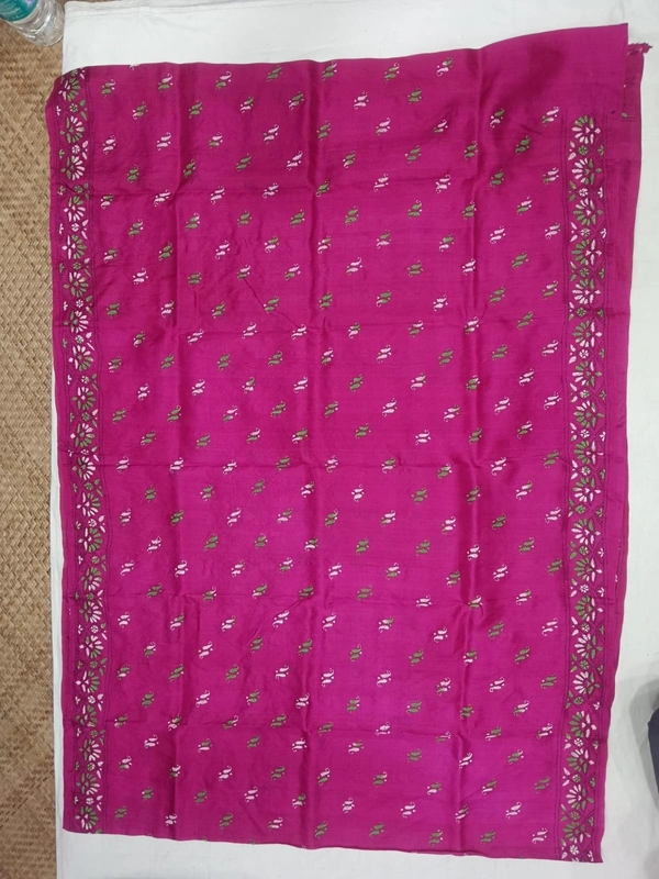 SKU0935 : Elegant Pure Silk Saree – Handwoven | Kantha Stitch - Kantha Stitch, Dry Clean Only, Yes