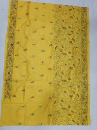 SKU0895 : Pure Silk Kantha Stitch Saree – Handcrafted Bengal - Kantha Stitch, Dry Clean Only, Yes