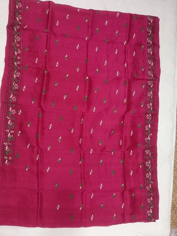 SKU0936 : Elegant Pure Silk Saree – Handwoven | Kantha Stitch - Kantha Stitch, Dry Clean Only, Yes