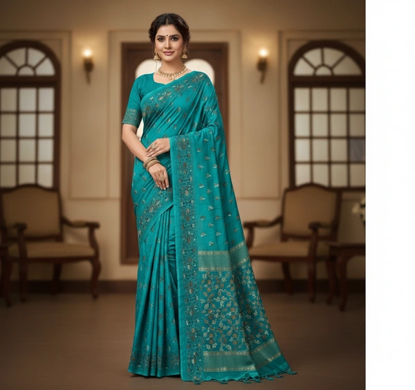 SKU0962 : Elegant Pure Silk Saree – Kantha Stitch - Kantha Stitch, Dry Clean Only, Yes