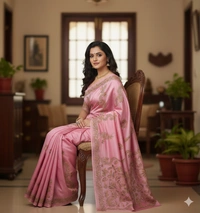 SKU0963 : Elegant Pure Tussar Saree | Kantha Stitch | Paddma Kantha - Kantha Stitch, Dry Wash Only, Yes