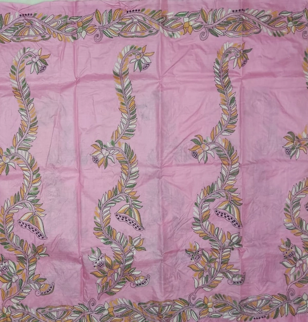 SKU0963 : Elegant Pure Tussar Saree | Kantha Stitch | Paddma Kantha - Kantha Stitch, Dry Wash Only, Yes