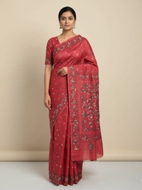 SKU0937 : Elegant Pure Silk Saree – Handwoven | Kantha Stitch - Kantha Stitch, Dry Clean Only, Yes