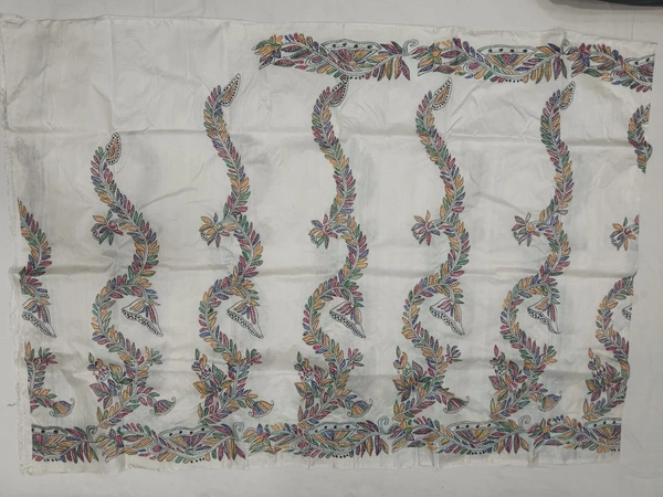 SKU0968 : Pure Silk Kantha Stitch Saree – Handcrafted Bengal - Kantha Stitch, Dry Clean Only, Yes