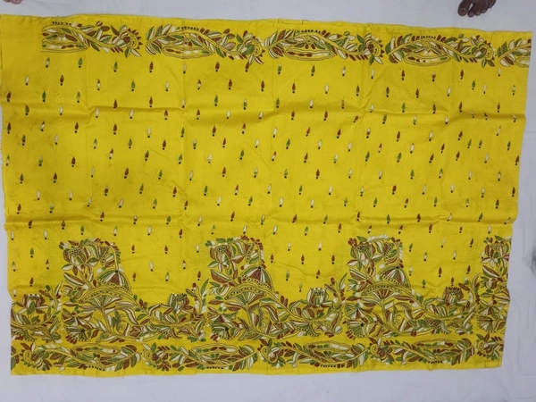 SKU0966 : Pure Silk Kantha Stitch Saree – Handcrafted Bengal - Kantha Stitch, Dry Clean Only, Yes
