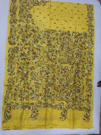 SKU0966 : Pure Silk Kantha Stitch Saree – Handcrafted Bengal - Kantha Stitch, Dry Clean Only, Yes